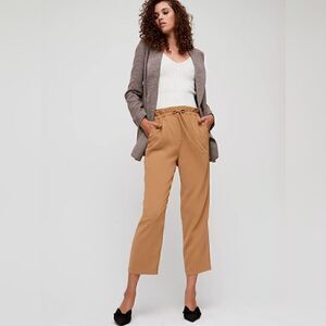 Aritzia Wilfred Kari Pant Cropped, paperbag-waist pants Color:Honey Brown SizeXS
